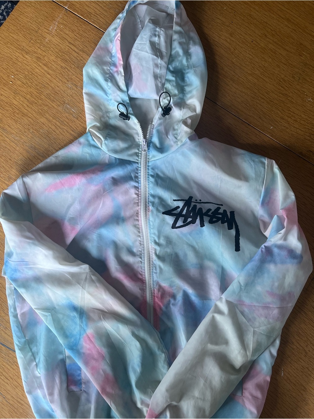 Stussy Pastel Tie-Dye Hooded Windbreaker - Blue & Pink